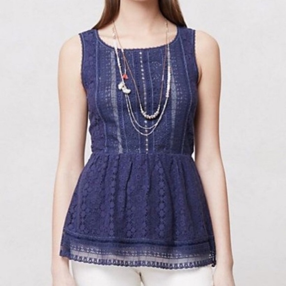 Anthropologie- One September Lace Peplum Top M